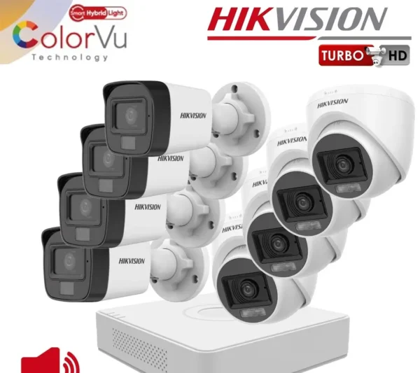 Hikvision Color Vu Audio  Combo de 8 camaras 2mpx